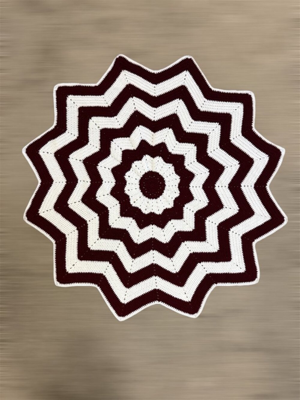 Handmade 12 Point Crochet Knit Star Shaped Afghan Throw Lap Blanket